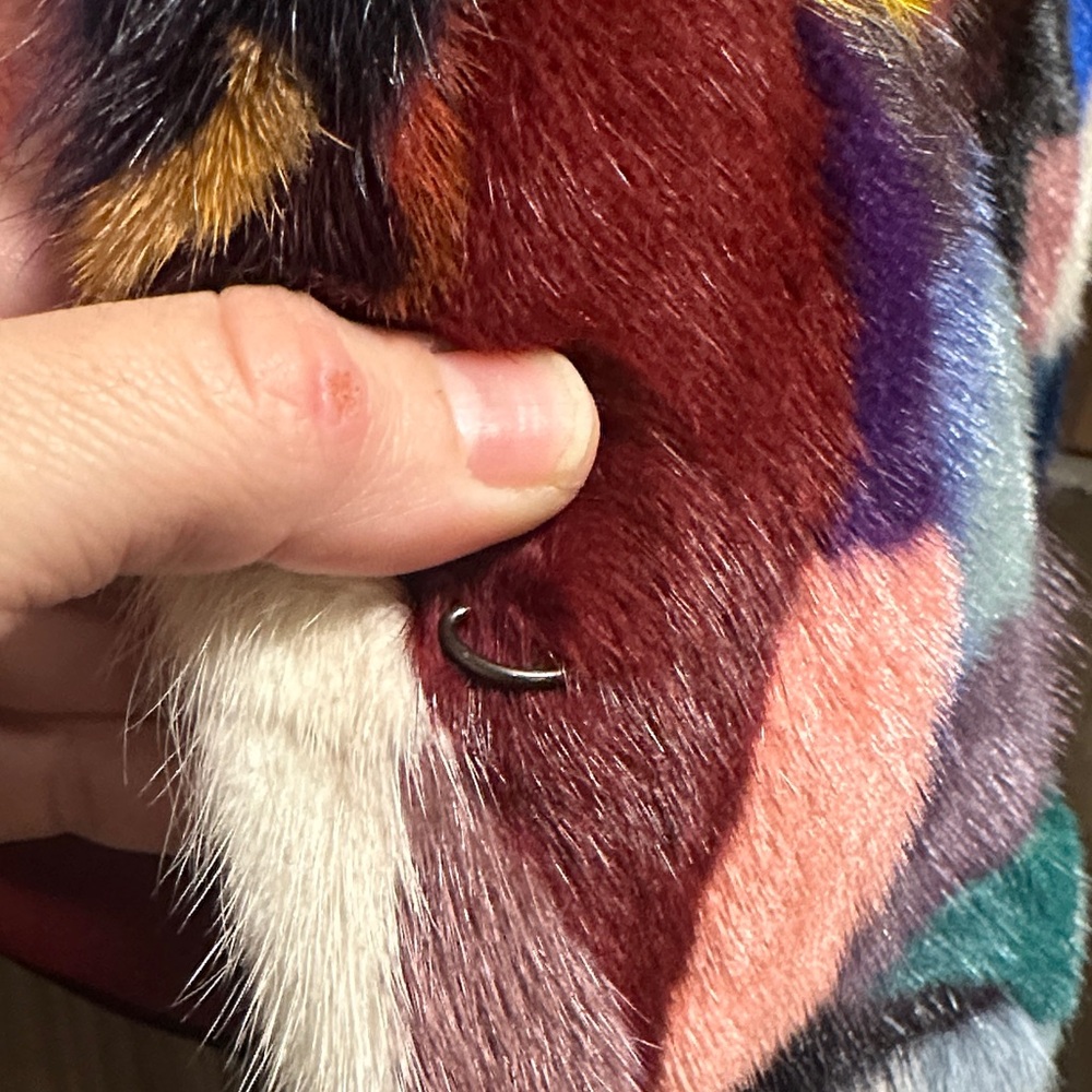 Colorful Patchwork Mink Real Fur Coat - Picture 7 of 9